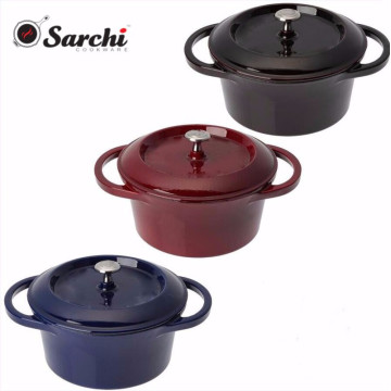 Round Enameled Cast Iron Dutch Oven with arc handle